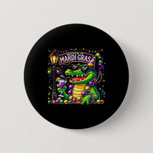 Mardigator Mardi Gras Alligator Kostuum Mannen Vro Ronde Button 5,7 Cm