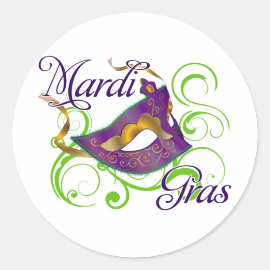 MardiGras Ronde Sticker (Voorkant)