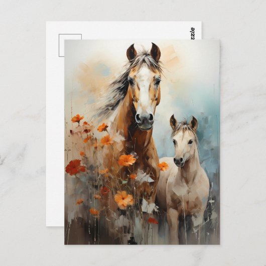 Mare en Foal Briefkaart (Voorkant / Achterkant)
