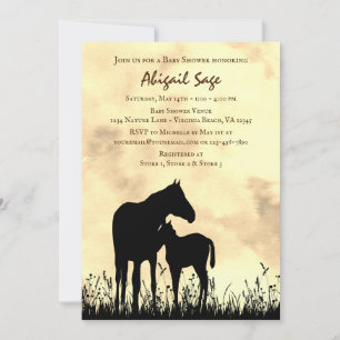 Mare en Foal in Baby shower voor veldpaarden Kaart
