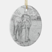 Mare en Foal Keramisch Ornament (Rechts)