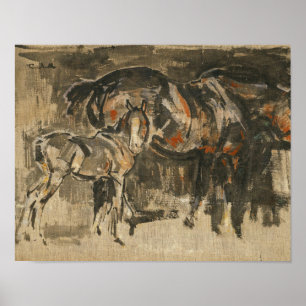 Mare en veulen   Joseph Crawhall Poster