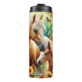 Mare Foal Butterfly Flower Garden Thermosbeker (Voorkant)