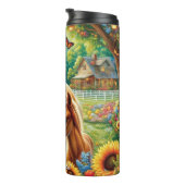 Mare Foal Butterfly Flower Garden Thermosbeker (Geroteerd rechts)