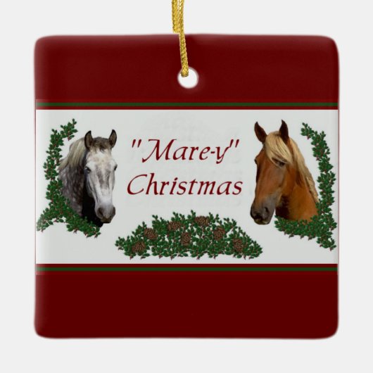 Mare-y Kerstmis Keramisch Ornament (Voorkant)