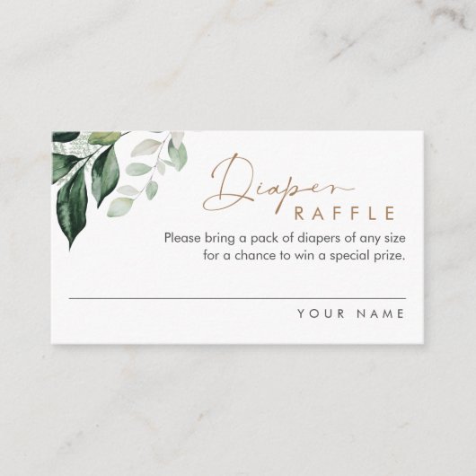 MAREE Greenery Diaper Raffle Ticket Informatiekaartje (Voorkant)