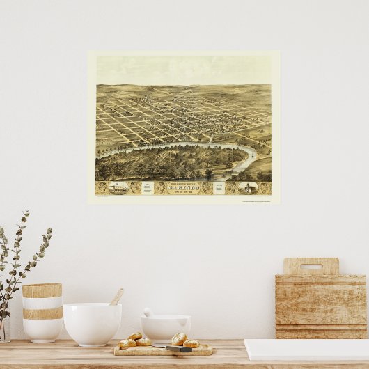 Marengo, IA Panoramic Map - 1868 Poster (Keuken)