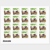 Mares en Foals Vierkante Sticker (Vel)