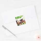 Mares en Foals Vierkante Sticker (Envelop)
