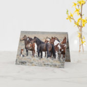 Mares et poulains du désert sauvage - Carte de voe (Fleur jaune)