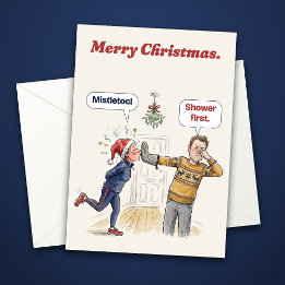 Maretak Grappige Kerstkaart voor een Hardloper Feestdagen Kaart
