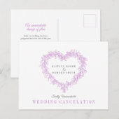 Maretak hartkrans paarse huwelijksannulering aankondigingskaart (Voorkant / Achterkant)