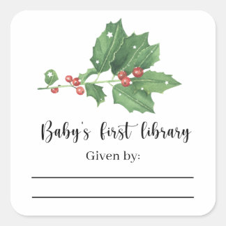 Maretak tak - Baby Shower boekplaat Vierkante Sticker