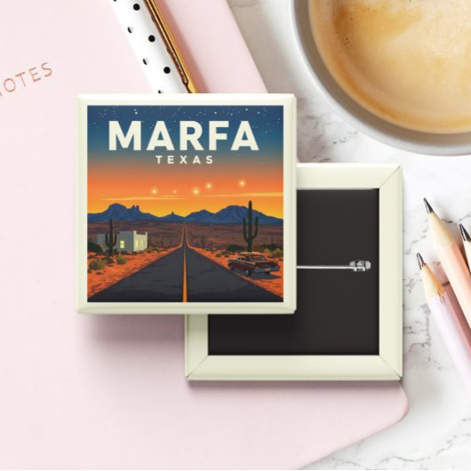 Marfa Texas Vierkante Button 5,1 Cm