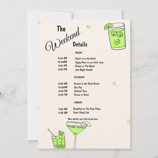 Marg & Matrimony Bachelorette Weekend Route Kaart (Achterkant)