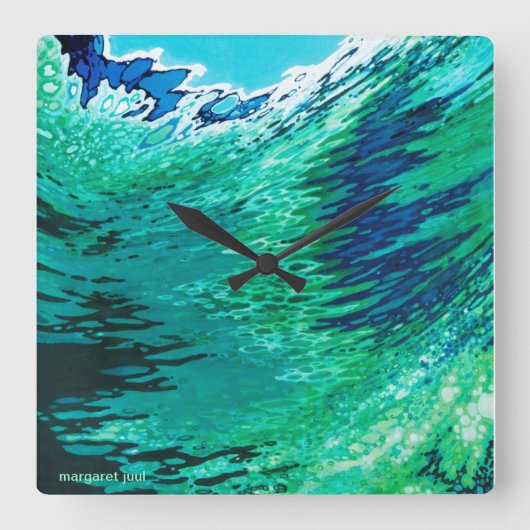Margaret Juul Artwork Ocean Wave Modern Clock Vierkante Klok (Voorkant)