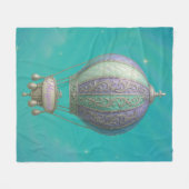 Margaret Personalized Teal Starry Hot Air Balloon  Fleece Deken (Voorkant (Horizontaal))