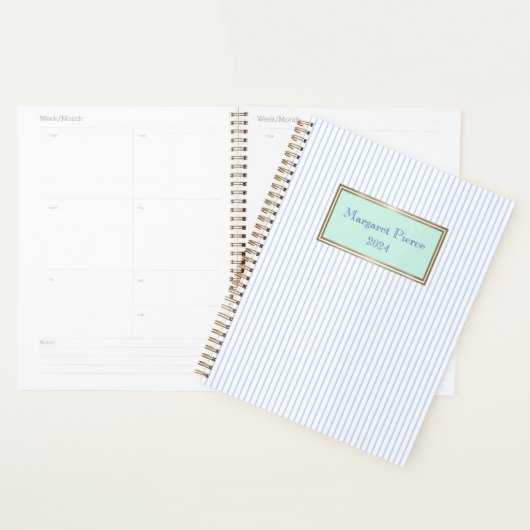 Margaret Pinstripe Planner in Mint (Display)