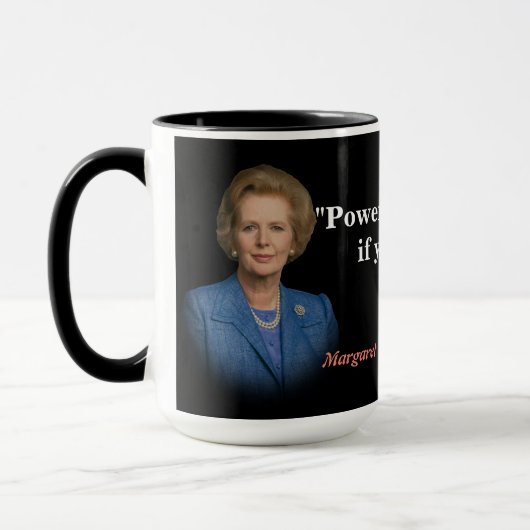 Margaret Thatcher brengt een prijsopgave op macht Mok (Links)