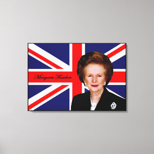 Margaret Thatcher - Britse Vlag Canvas Afdruk