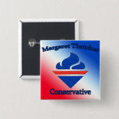 Margaret Thatcher Conservative Vierkante Button 5,1 Cm (Voorkant /achterkant)