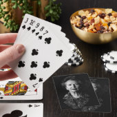 Margaret Thatcher die kaarten speelt (zwart en wit (Insitu)