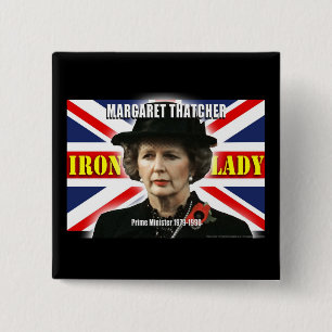 Margaret Thatcher minister-president Vierkante Button 5,1 Cm