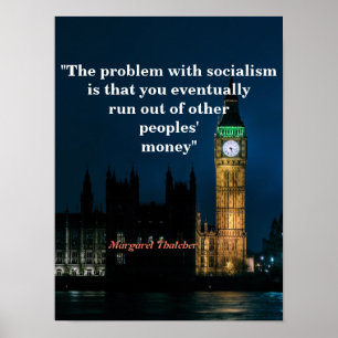 Margaret Thatcher Quote over het socialisme Poster