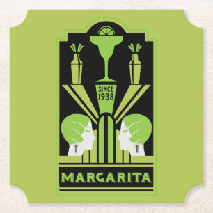 Margarita Art Deco Cocktail Kartonnen Onderzetters