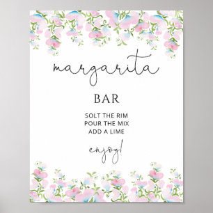 Margarita Bar Blush Pink Floral Vrijgezellenfeest Poster