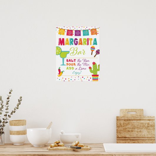 Margarita Bar Bord - Fiesta - Witte Achtergrond Poster (Keuken)