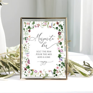 Margarita bar floral vrijgezellenfeest poster