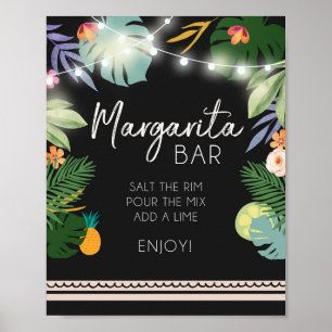 Margarita Bar Luau Tropical Birthday Shower Sign Poster