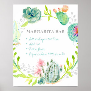 Margarita Bar Sign Vrijgezellenfeest Desert Cactus Poster