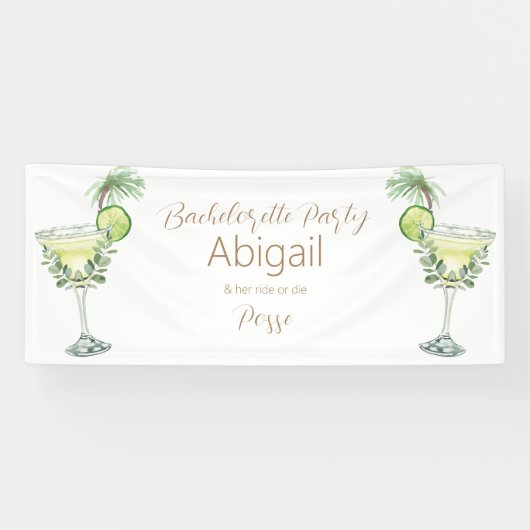 Margarita Beach Ride of Die Posse Bachelorette Spandoek (Horizontaal)