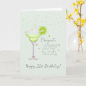 Margarita Cocktail 21e Bonne carte d'anniversaire (Fleur jaune)