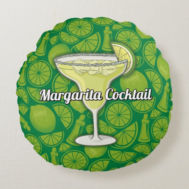 Margarita Cocktail Rond Kussen (Voorkant)