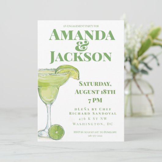Margarita Cocktail Waterverf Engagement Party Kaart (Staand voorkant)