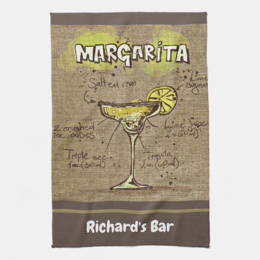 Margarita Custom Bar Burlap - Gepersonaliseerd Theedoek (Verticaal)