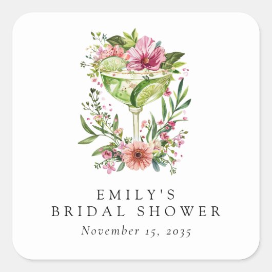Margarita Feest Bloem Bruidsbruiloft Vierkante Sticker (Voorkant)