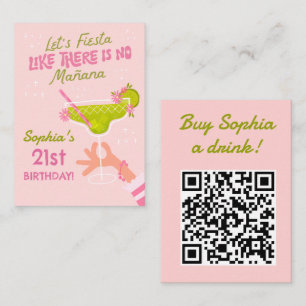 Margarita Fiesta Verjaardag Koop een Drink QR-code Informatiekaartje