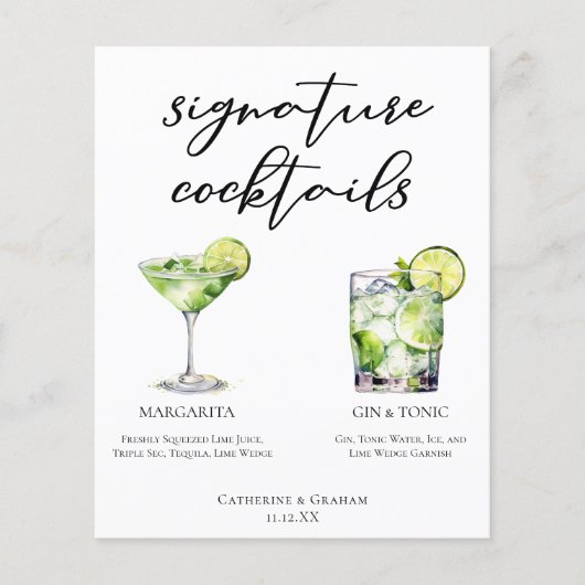 Margarita Gin & Tonic Signature Cocktails Menu (Devant)