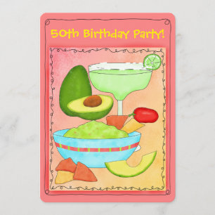 Margarita Guacamole Invitation de fête du 50e anni