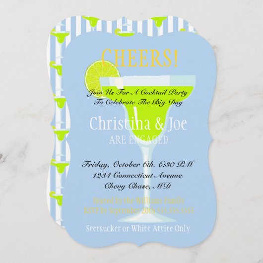 Margarita & Limes Fiesta Bruilofts Cocktailparty Kaart (Voorkant / Achterkant)