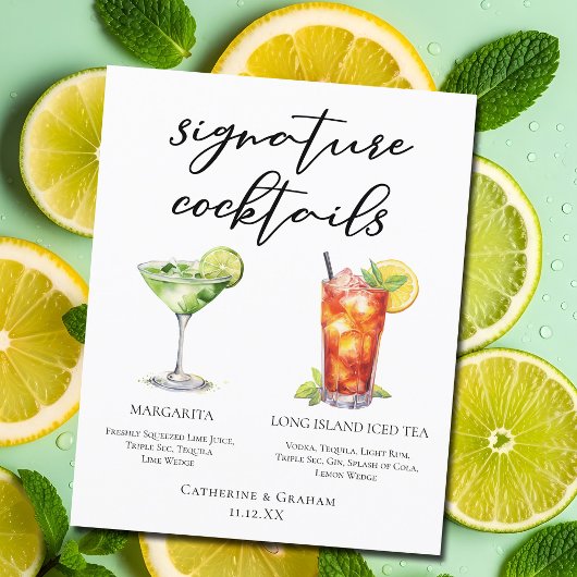 Margarita Long Island Tea Signature Cocktails Menu