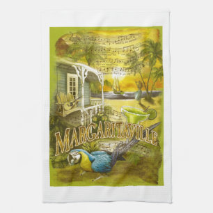 Margarita Song en Parrot op Bar Kitchen Tea Towel Theedoek
