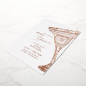 Margarita Vrijgezellenfeest Roos Goud Folie Uitnodiging (Gedraaid)