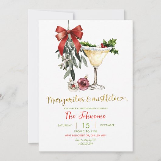 Margaritas and Mistletoe Friendsmas Party Kaart (Voorkant)