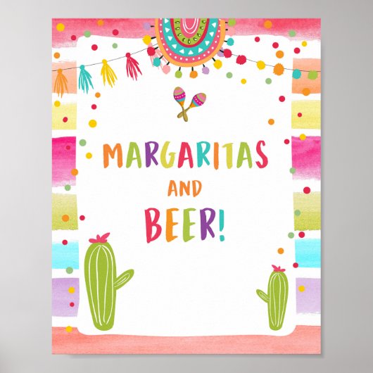 Margarita's en Biers Bar Cactus Fiesta Tafelbord Poster (Voorkant)