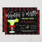 Margaritas en Mistletoe-kerstuitnodiging Kaart (Voorkant / Achterkant)